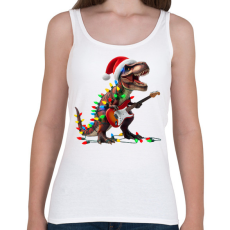 PRINTFASHION Karácsonyi  rocker tirex gitárral - karácsonyi dinoszaurusz - Női atléta - Fehér