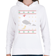 PRINTFASHION Karácsonyi sirályos csúnya pulcsi - Női kapucnis pulóver - Fehér női pulóver, kardigán