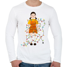 PRINTFASHION Karácsonyi Squid Game Baba - Férfi hosszú ujjú póló - Fehér férfi póló