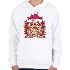 PRINTFASHION Karácsonyi süni - Gyerek kapucnis pulóver - Fehér
