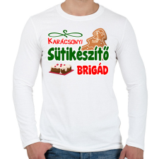 PRINTFASHION Karácsonyi sütikészítő brigád - Férfi hosszú ujjú póló - Fehér férfi póló