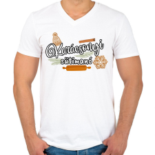 PRINTFASHION Karácsonyi sütimanó - Férfi V-nyakú póló - Fehér férfi póló