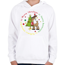 PRINTFASHION Karácsonyi - szarvas - Gyerek kapucnis pulóver - Fehér gyerek pulóver, kardigán
