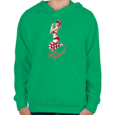 PRINTFASHION Karácsonyi szexi kobold lány - Gyerek kapucnis pulóver - Zöld