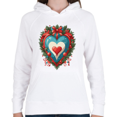 PRINTFASHION Karácsonyi szív - Női kapucnis pulóver - Fehér