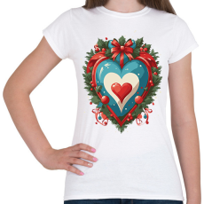 PRINTFASHION Karácsonyi szív - Női póló - Fehér
