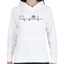 PRINTFASHION Karácsonyi szívritmus - Női kapucnis pulóver - Fehér női pulóver, kardigán