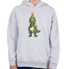 PRINTFASHION Karácsonyi T-rex - Gyerek kapucnis pulóver - Sport szürke gyerek pulóver, kardigán