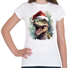 PRINTFASHION Karácsonyi T-rex - Női póló - Fehér