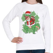 PRINTFASHION Karácsonyi T-rex - Női pulóver - Fehér női pulóver, kardigán