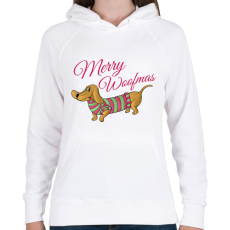 PRINTFASHION Karácsonyi tacskó - Női kapucnis pulóver - Fehér