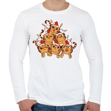PRINTFASHION Karácsonyi tigrisek - Férfi hosszú ujjú póló - Fehér