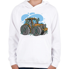 PRINTFASHION Karácsonyi traktor - Gyerek kapucnis pulóver - Fehér gyerek pulóver, kardigán