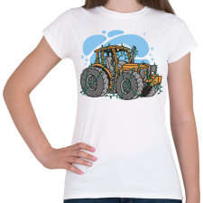 PRINTFASHION Karácsonyi traktor - Női póló - Fehér női póló