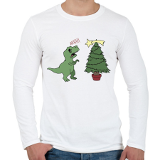 PRINTFASHION Karácsonyi Trex - Férfi hosszú ujjú póló - Fehér férfi póló