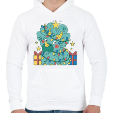 PRINTFASHION Karácsonyi Triceratops - Férfi kapucnis pulóver - Fehér