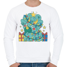 PRINTFASHION Karácsonyi Triceratops - Férfi pulóver - Fehér férfi pulóver, kardigán