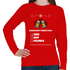 PRINTFASHION KARÁCSONYI TÚLÉLŐ LISTA - Női pulóver - Piros női pulóver, kardigán