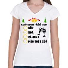 PRINTFASHION Karácsonyi túlélő lista - Női V-nyakú póló - Fehér