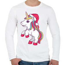 PRINTFASHION Karácsonyi unikornis - Férfi hosszú ujjú póló - Fehér férfi póló