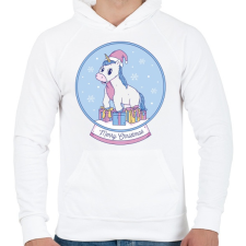 PRINTFASHION Karácsonyi unikornis - Férfi kapucnis pulóver - Fehér férfi pulóver, kardigán