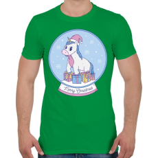 PRINTFASHION Karácsonyi unikornis - Férfi póló - Zöld