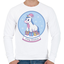 PRINTFASHION Karácsonyi unikornis - Férfi pulóver - Fehér férfi pulóver, kardigán