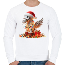 PRINTFASHION Karácsonyi Unikornis / Pegazus / póni - Férfi pulóver - Fehér