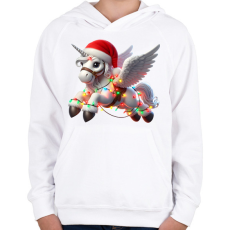 PRINTFASHION Karácsonyi Unikornis / Pegazus / póni - Gyerek kapucnis pulóver - Fehér