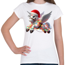 PRINTFASHION Karácsonyi Unikornis / Pegazus / póni - Női póló - Fehér női póló