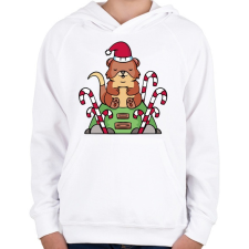 PRINTFASHION Karácsonyi vidra - Gyerek kapucnis pulóver - Fehér gyerek pulóver, kardigán