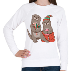 PRINTFASHION Karácsonyi vidrák - Női pulóver - Fehér