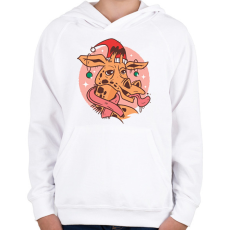 PRINTFASHION Karácsonyi zsiráf - Gyerek kapucnis pulóver - Fehér