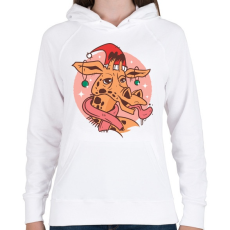 PRINTFASHION Karácsonyi zsiráf - Női kapucnis pulóver - Fehér