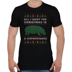 PRINTFASHION Karácsonyra vízilovat szeretnék - Férfi póló - Fekete