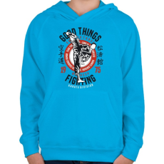 PRINTFASHION Karate divízió - Gyerek kapucnis pulóver - Azúrkék