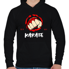 PRINTFASHION KARATE - Férfi kapucnis pulóver - Fekete férfi pulóver, kardigán