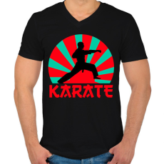 PRINTFASHION KARATE - Férfi V-nyakú póló - Fekete