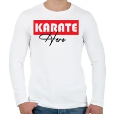 PRINTFASHION Karate hero - Férfi hosszú ujjú póló - Fehér férfi póló