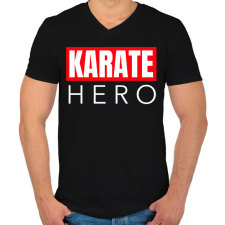 PRINTFASHION KARATE HERO - Férfi V-nyakú póló - Fekete férfi póló