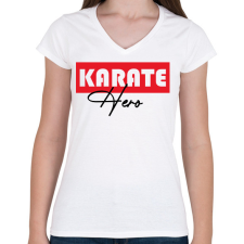 PRINTFASHION Karate hero - Női V-nyakú póló - Fehér női póló