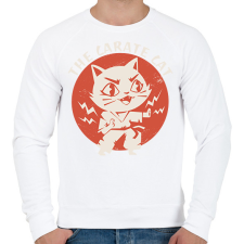 PRINTFASHION Karatés cica - Férfi pulóver - Fehér férfi pulóver, kardigán