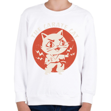 PRINTFASHION Karatés cica - Gyerek pulóver - Fehér gyerek pulóver, kardigán