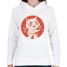 PRINTFASHION Karatés cica - Női kapucnis pulóver - Fehér