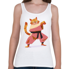 PRINTFASHION Karatés macska - Női atléta - Fehér női trikó