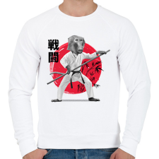 PRINTFASHION Karatés majom - Férfi pulóver - Fehér férfi pulóver, kardigán