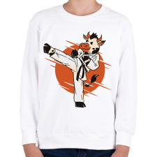PRINTFASHION Karatés tehén - Gyerek pulóver - Fehér gyerek pulóver, kardigán