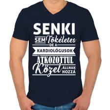 PRINTFASHION kardiologus póló - Férfi V-nyakú póló - Sötétkék férfi póló