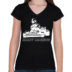 PRINTFASHION Kart racing - Női V-nyakú póló - Fekete