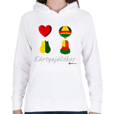 PRINTFASHION Kártya játékos minta #2 - Női kapucnis pulóver - Fehér női pulóver, kardigán